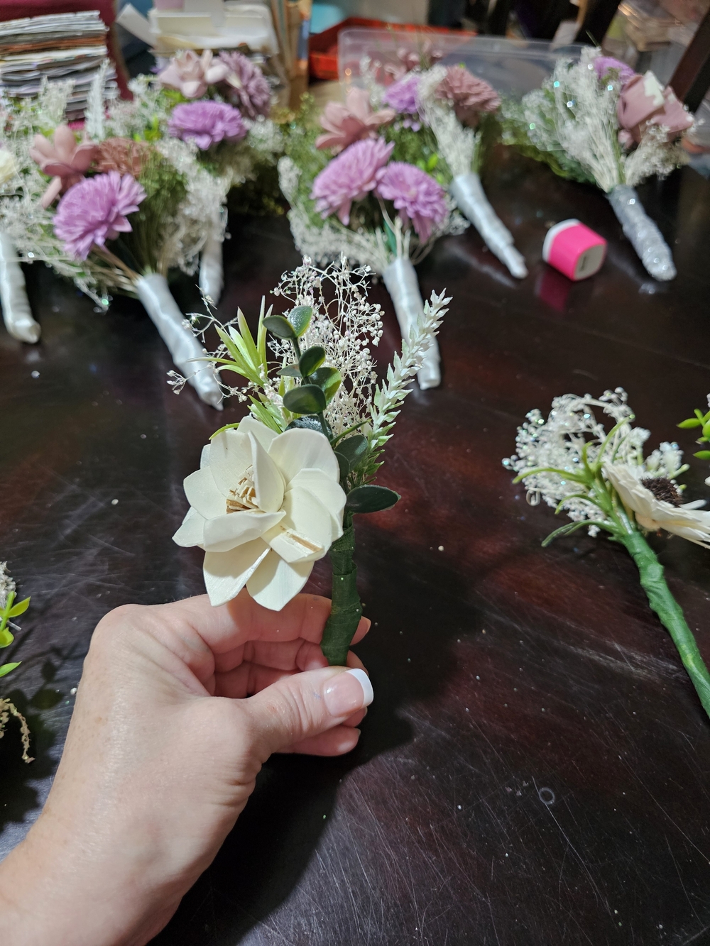 Sola Wood Ivory Floral Boutonniere (4) - Picture 3 of 4
